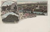 3 Bild Litho Karte Villach - alte historische Fotos Ansichten Bilder Aufnahmen Ansichtskarten 