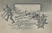 Klagenfurt Neujahrskarte, Eislaufen am Lendkanal - Oesterreich - alte historische Fotos Ansichten Bilder Aufnahmen Ansichtskarten 