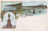 3 Bild Litho Karte Piran - Küsten- und Karstgebiet (Obalno-kraška) - alte historische Fotos Ansichten Bilder Aufnahmen Ansichtskarten 