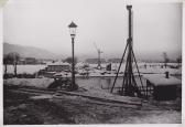 Baustelleneinrichtung für die neue Kriegsbrücke - Villach-Innere Stadt - alte historische Fotos Ansichten Bilder Aufnahmen Ansichtskarten 