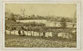 Villach Perau mit Heiligenkreuz Kirche - CDV - Villach-St. Agathen und Perau - alte historische Fotos Ansichten Bilder Aufnahmen Ansichtskarten 