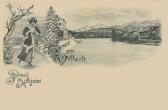 Neujahrskarte, Villach mit Draubrücke - alte historische Fotos Ansichten Bilder Aufnahmen Ansichtskarten 