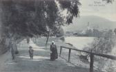 Villach, Drausteig mit Blick auf die Nikolaikirche - Villach-St. Agathen und Perau - alte historische Fotos Ansichten Bilder Aufnahmen Ansichtskarten 