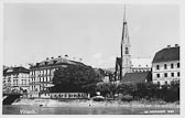 An der Drau mit Nikolaikirche - Villach-Innere Stadt - alte historische Fotos Ansichten Bilder Aufnahmen Ansichtskarten 