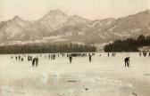 Eislaufen am Faakersee - Blick auf die Karawanken - Villach(Stadt) - alte historische Fotos Ansichten Bilder Aufnahmen Ansichtskarten 