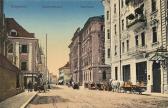 Klagenfurt, Bahnhofstrasse und Sparkasse - Europa - alte historische Fotos Ansichten Bilder Aufnahmen Ansichtskarten 