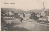 Draubrücke mit Dependance Mosser und Nikolaikirche - Villach(Stadt) - alte historische Fotos Ansichten Bilder Aufnahmen Ansichtskarten 