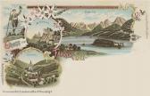 4 Bild Litho Karte Faakersee - Kärnten - alte historische Fotos Ansichten Bilder Aufnahmen Ansichtskarten 