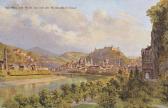 Salzburg von Mülln aus mit der Humboldt-Terrasse - alte historische Fotos Ansichten Bilder Aufnahmen Ansichtskarten 