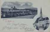 2 Bild Litho - Mondscheinkarte - Melk  - alte historische Fotos Ansichten Bilder Aufnahmen Ansichtskarten 