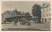 Hans Gasser Platz mit Tankstelle und Oldtimer - Villach(Stadt) - alte historische Fotos Ansichten Bilder Aufnahmen Ansichtskarten 