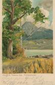 Faakersee Insel mit Mittagskogel - Villach Land - alte historische Fotos Ansichten Bilder Aufnahmen Ansichtskarten 