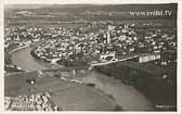 Fliergeraufnahme über Eisenbahnbrücke - Europa - alte historische Fotos Ansichten Bilder Aufnahmen Ansichtskarten 