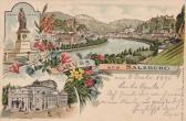 3 Bild Litho Karte - Salzburg - Europa - alte historische Fotos Ansichten Bilder Aufnahmen Ansichtskarten 