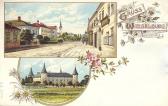 2 Bild Litho Karte, Wieselburg - alte historische Fotos Ansichten Bilder Aufnahmen Ansichtskarten 