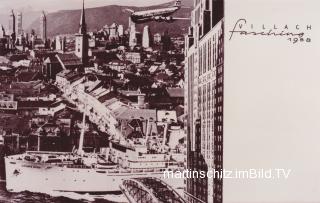 Villach im Fasching, Hochseeschiff auf der Drau - Oesterreich - alte historische Fotos Ansichten Bilder Aufnahmen Ansichtskarten 