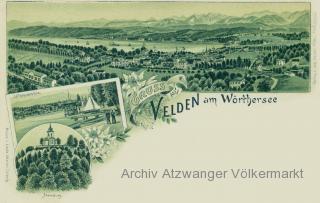 3 Bild Litho Karte Velden am Wörthersee - Oesterreich - alte historische Fotos Ansichten Bilder Aufnahmen Ansichtskarten 