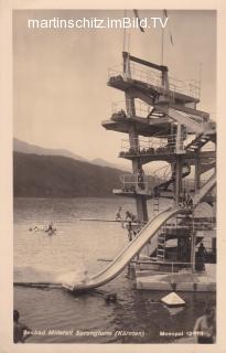 Millstatt, Strandbad mit Sprungturm - Oesterreich - alte historische Fotos Ansichten Bilder Aufnahmen Ansichtskarten 