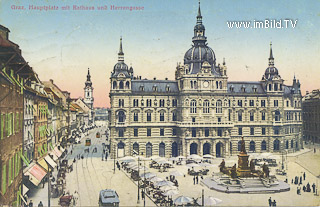 Graz - Rathaus und Herrengasse - Europa - alte historische Fotos Ansichten Bilder Aufnahmen Ansichtskarten 