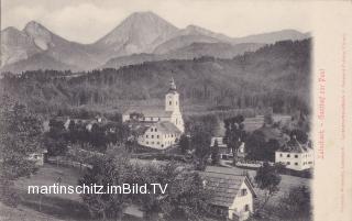 Latschach, Pfarrkirche u Gasthof Woschitz mit Post - Kärnten - alte historische Fotos Ansichten Bilder Aufnahmen Ansichtskarten 