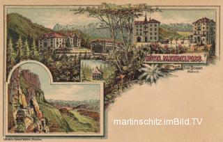 4 Bild Litho Karte - Bozen, Hotel Mendelpass - Trentino Südtirol - alte historische Fotos Ansichten Bilder Aufnahmen Ansichtskarten 