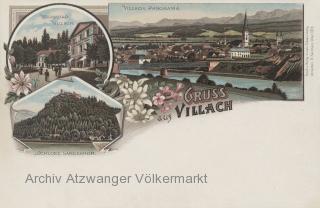 3 Bild Litho Karte Villach - Europa - alte historische Fotos Ansichten Bilder Aufnahmen Ansichtskarten 