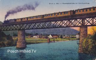 Bruck an der Mur, Eisenbahnbrücke mit Süd-Expreß - alte historische Fotos Ansichten Bilder Aufnahmen Ansichtskarten 