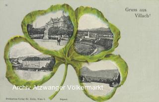 Villach 4 Bild Grusskarte  - Oesterreich - alte historische Fotos Ansichten Bilder Aufnahmen Ansichtskarten 