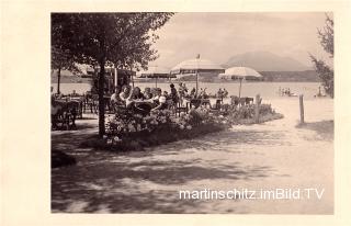 Sandbank, Strandbad Fürst mit Gastgarten  - Faak am See - alte historische Fotos Ansichten Bilder Aufnahmen Ansichtskarten 