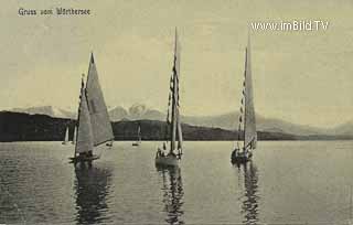 Segelpartie am Wörthersee - alte historische Fotos Ansichten Bilder Aufnahmen Ansichtskarten 