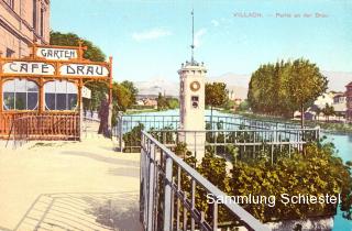 Beim Café Drau, um 1910 - Villach(Stadt) - alte historische Fotos Ansichten Bilder Aufnahmen Ansichtskarten 