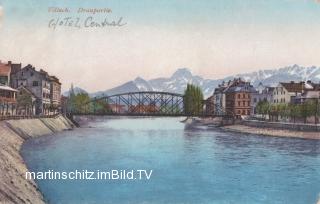 Blick auf die Draubrücke und auf die Karawanken - Oesterreich - alte historische Fotos Ansichten Bilder Aufnahmen Ansichtskarten 