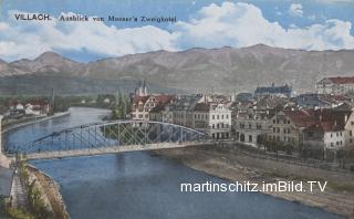 Blick auf die Draubrücke und auf die Karawanken - Villach - alte historische Fotos Ansichten Bilder Aufnahmen Ansichtskarten 