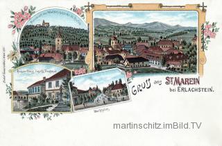4 Bild Litho Karte - St. Marein bei Erlachstein - St. Marein bei Erlachstein / Šmarje pri Jelšah - alte historische Fotos Ansichten Bilder Aufnahmen Ansichtskarten 