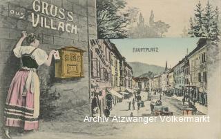 Villach mit Hauptplatz - Villach(Stadt) - alte historische Fotos Ansichten Bilder Aufnahmen Ansichtskarten 