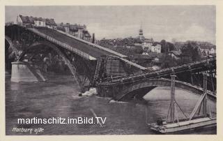 Marburg an der Drau, zerstörte Draubrücke - alte historische Fotos Ansichten Bilder Aufnahmen Ansichtskarten 