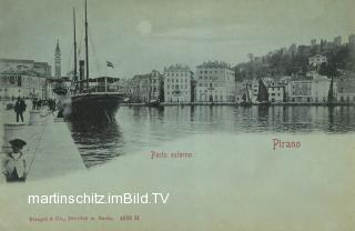 Piran, Hafen - Mondscheinkarte - Pirian (Pirano) / Piran - alte historische Fotos Ansichten Bilder Aufnahmen Ansichtskarten 