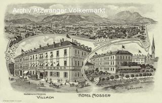 Villach, Südbahnstraße mit Hotel Mosser - Kärnten - alte historische Fotos Ansichten Bilder Aufnahmen Ansichtskarten 