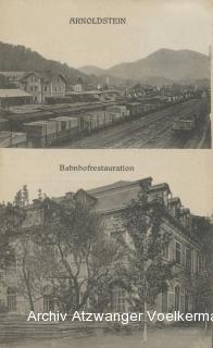 Arnoldstein Bahnhof und Bahnhofsrestauration - Villach Land - alte historische Fotos Ansichten Bilder Aufnahmen Ansichtskarten 