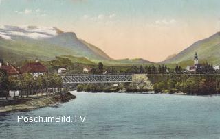 Villach, Eisenbahnbrücke mit Dobratsch u Bleiberg - Villach-Innere Stadt - alte historische Fotos Ansichten Bilder Aufnahmen Ansichtskarten 