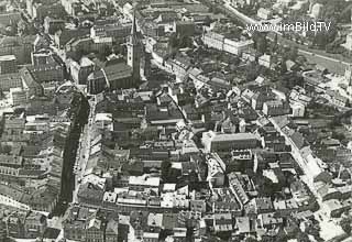 Über der Villacher Innenstadt - Villach-Innere Stadt - alte historische Fotos Ansichten Bilder Aufnahmen Ansichtskarten 