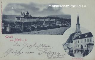 2 Bild Litho - Mondscheinkarte - Melk  - alte historische Fotos Ansichten Bilder Aufnahmen Ansichtskarten 