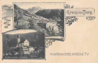 2 Bild Litho Karte - Tiers - Bozen - alte historische Fotos Ansichten Bilder Aufnahmen Ansichtskarten 