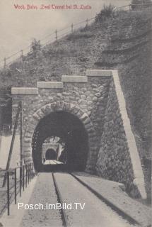 Wocheinerbahn, 3 Tunnel bei St. Lucia - Gorica-Gebiet (Goriška) - alte historische Fotos Ansichten Bilder Aufnahmen Ansichtskarten 