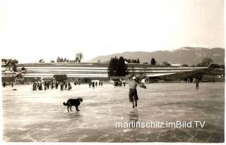 Uferansicht von Drobollach vom zugefrorenem See - Drobollach am Faaker See - alte historische Fotos Ansichten Bilder Aufnahmen Ansichtskarten 