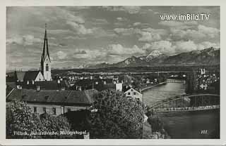 Alte Draubrücke mit Nikolaikirche - Europa - alte historische Fotos Ansichten Bilder Aufnahmen Ansichtskarten 