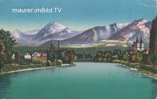 Drau mit Blickrichtung Kreuzkriche - Villach-Innere Stadt - alte historische Fotos Ansichten Bilder Aufnahmen Ansichtskarten 