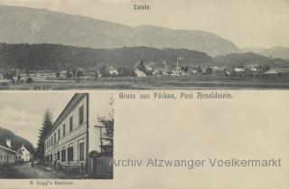 Pöckau, Ortsansicht und Gaggl's Gasthaus - alte historische Fotos Ansichten Bilder Aufnahmen Ansichtskarten 