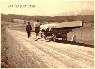 Maria Gai, Transport eines Seegelbootes - Europa - alte historische Fotos Ansichten Bilder Aufnahmen Ansichtskarten 