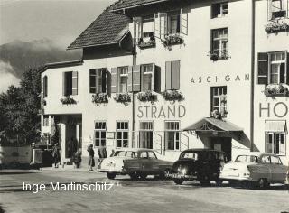 Egg am See, Strandhotel Aschgan Eingangsbereich - Egger Seeuferstraße - alte historische Fotos Ansichten Bilder Aufnahmen Ansichtskarten 